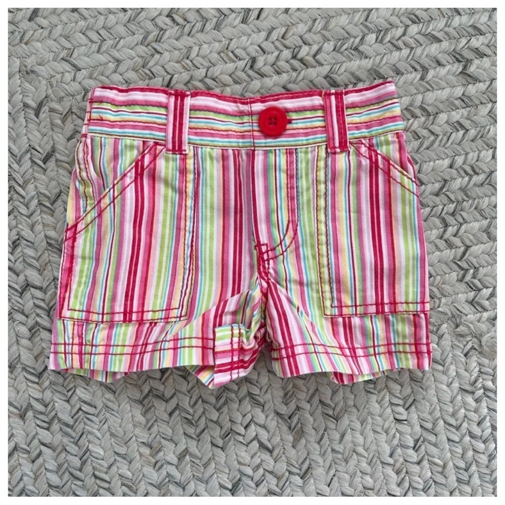 Circo Red and Pink Striped Shorts with Cuffed Hem